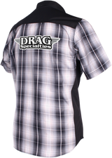 THROTTLE THREADS Drag Specialties Flannel Shirt - Black/White - 4XL DRG28S97GYB4R