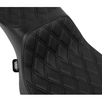 DRAG SPECIALTIES Performance Predator 2-Up Seat - Vinyl - Black Double Diamond Stitch - FLHX/FLTR '23-'24 0801-1941