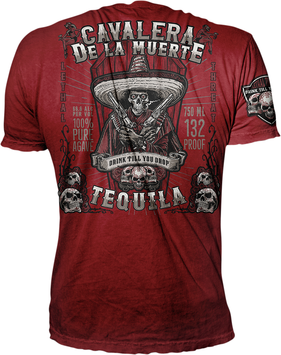 LETHAL THREAT Vintage Velocity Bandido Tequila T-Shirt - Burgundy - XL VV40161XL