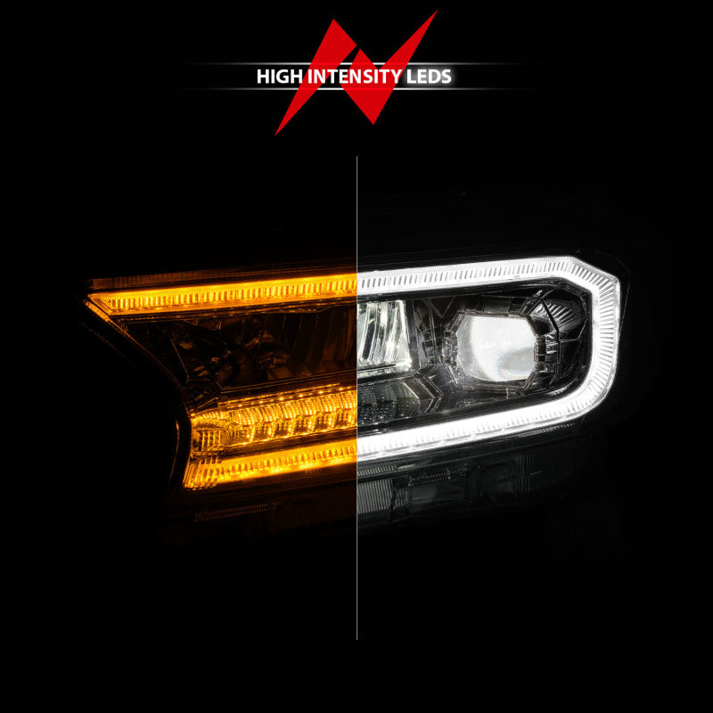 ANZO 19-23 Ford Ranger Full LED Projector Headlights w/ Initiation & Sequential - Chrome 111614