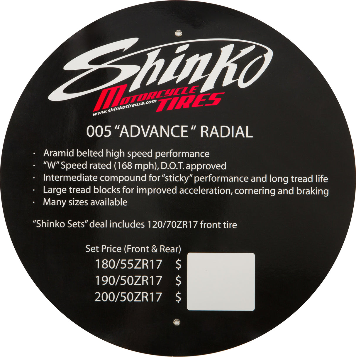 SHINKO Tire Display Sign 005 Advance 005 ADVANCE INSERT