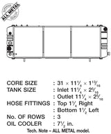 CSF 88-90 Jeep Cherokee 4.0L Heavy Duty 3 Row All Metal Radiator