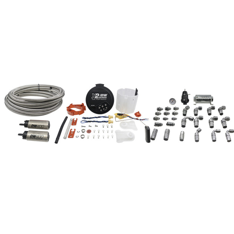 DeatschWerks 2006+ X2 Series Fuel Pump Module w/ Dual DW400 Pumps and Return PTFE Plumbing Kit 9-401-614-7060