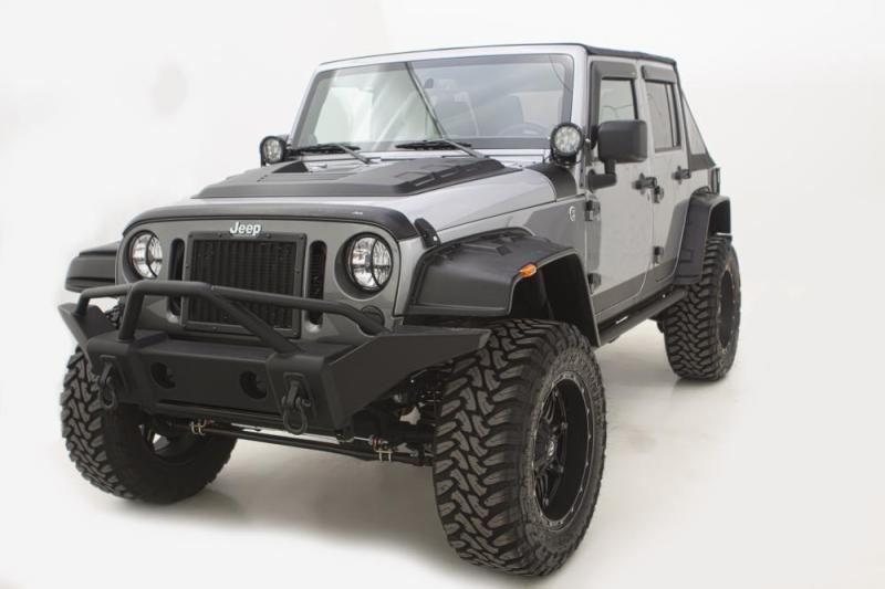 AVS 07-18 Jeep Wrangler (2 Door) Ventvisor & Aeroskin Deflector Combo Kit - Matte Black 56020060