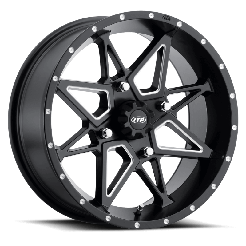 ITP Tornado 14X7 / 4x110 BP / 2+5 Offset Matte Black w/ Milled Accents Wheel 1421954727B