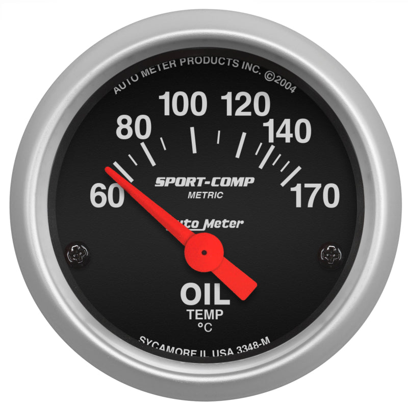 Autometer Sport-Comp 52mm 60-170 Degree Short Sweep Electronic Oil Temperature Gauge 3348-M