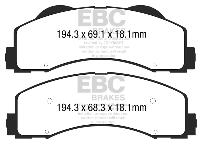 EBC 15+ Ford F150 2.7 Twin Turbo (2WD) Greenstuff Front Brake Pads DP63034