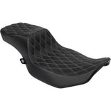 DRAG SPECIALTIES Performance Predator 2-Up Seat - Extended Reach - Vinyl - Silver Double Diamond Stitch 0801-1942