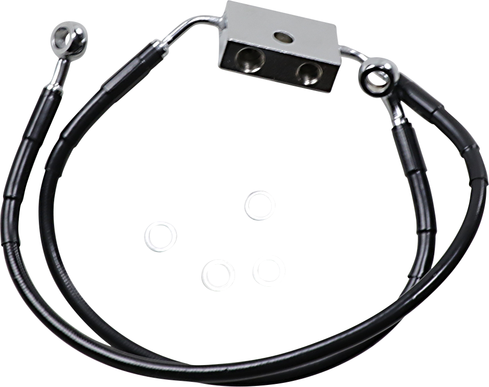 DRAG SPECIALTIES Brake Line - Front (Lower/Upper) - Black 614743-BLK