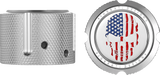 FIGURATI DESIGNS Front Axle Nut Cover - Stainless Steel - Red/White/Blue Flag Skull FD24-FAC-SS