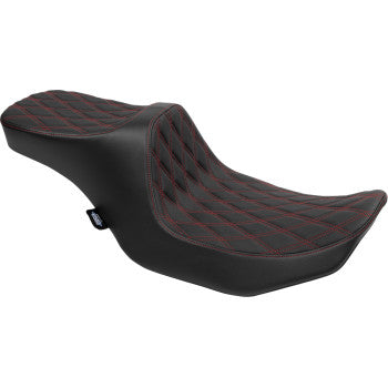 DRAG SPECIALTIES Predator III 2-Up Seat - Double Diamond - Red Stitching - FLT/FLH '23-'24 0801-1933