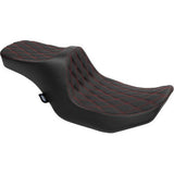 DRAG SPECIALTIES Predator III 2-Up Seat - Double Diamond - Red Stitching - FLT/FLH '23-'24 0801-1933