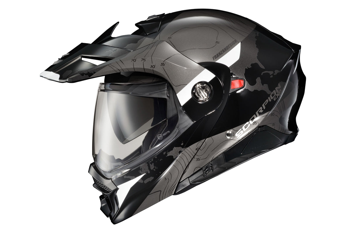 SCORPION EXO Exo-At960 Modular Helmet Topographic Black/White Xl 96-1026