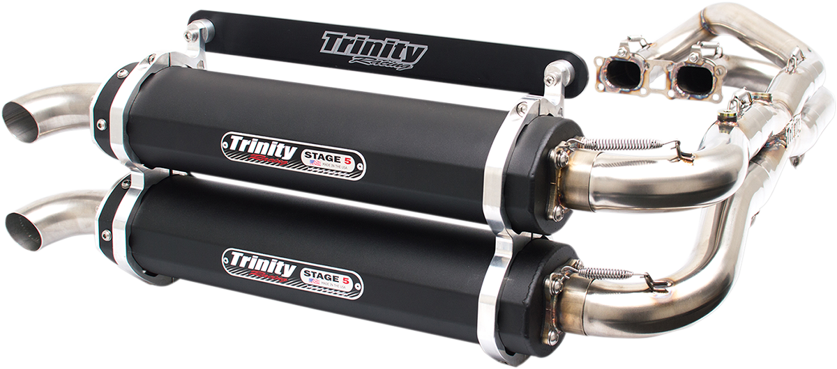 TRINITY RACING Stage 5 Dual Exhaust - Black RZR XP 1000 2014-2023   TR-4119D-BK