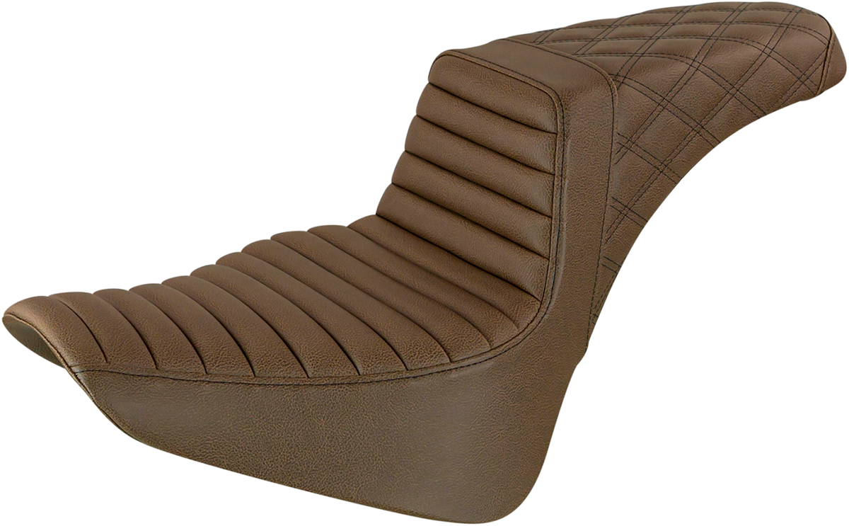 SADDLEMEN Step-Up Seat - Front Tuck-n-Roll/Rear Lattice Stitch - Brown 818-33-176BR