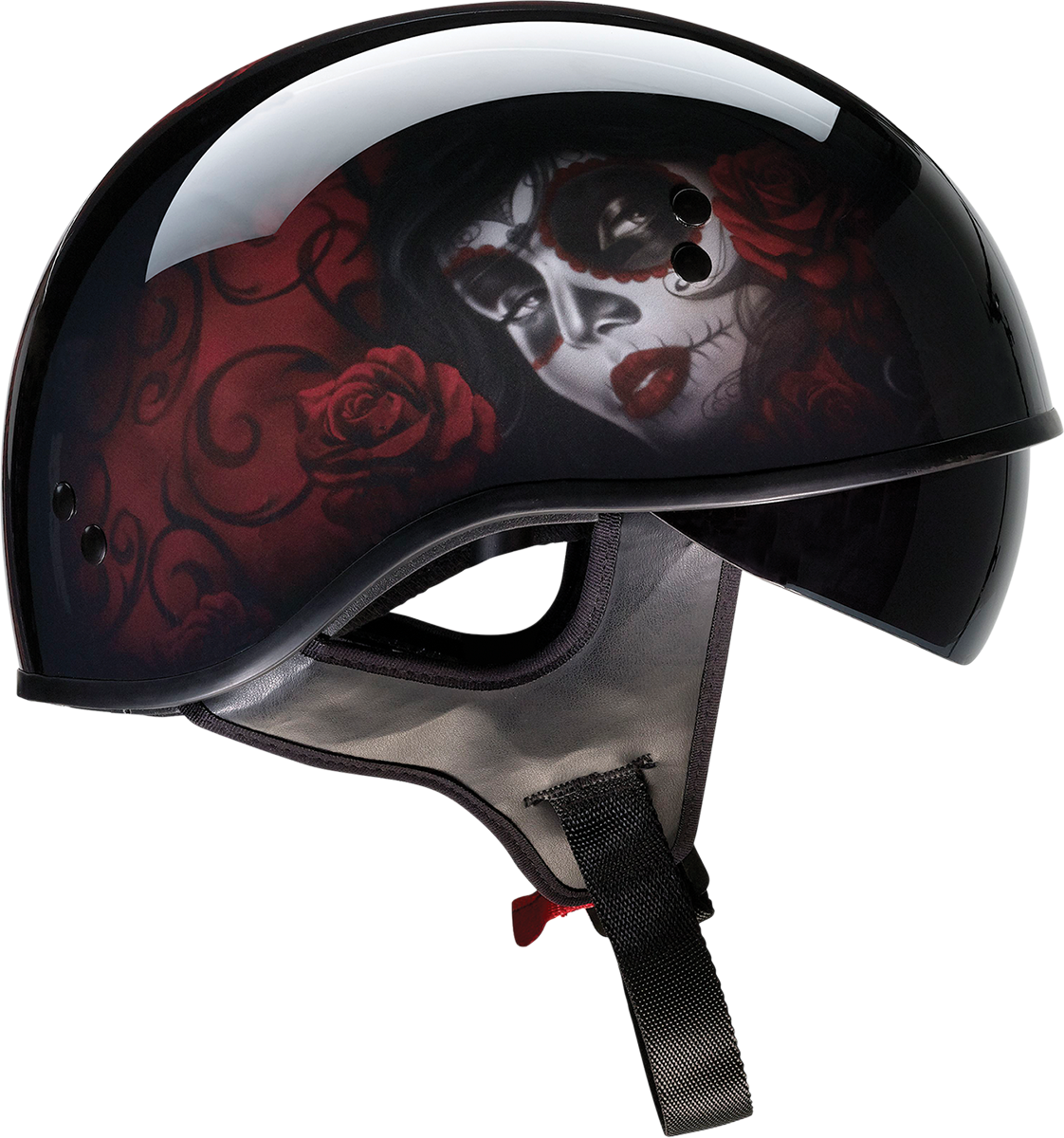 Z1R Vagrant Helmet - Red Catrina - Black/Red - Medium 0103-1315