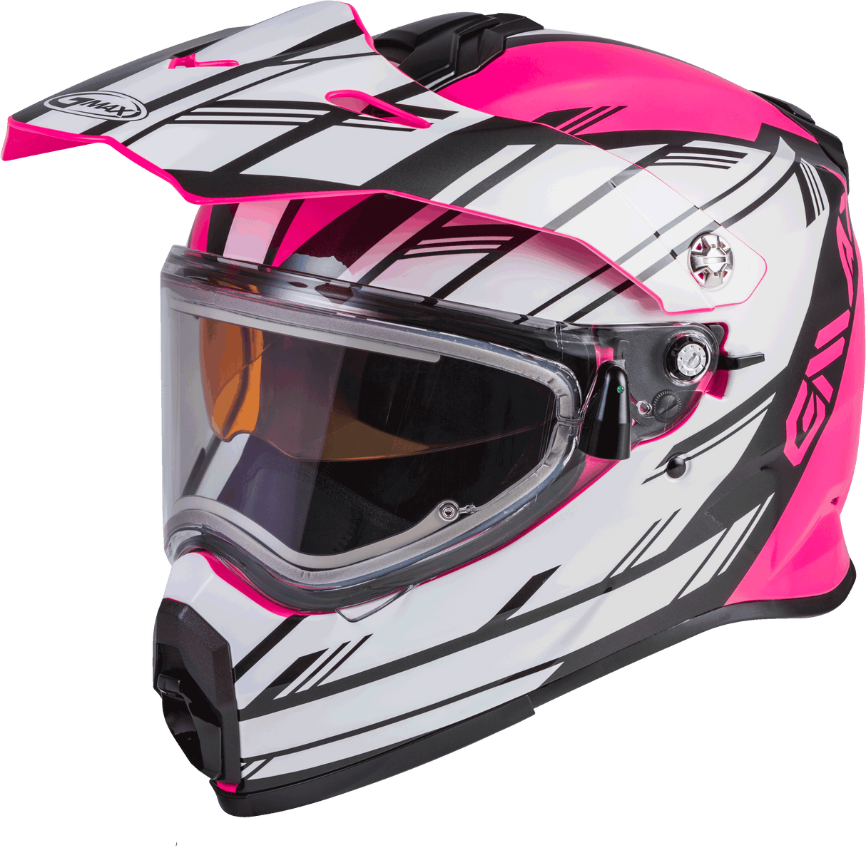 GMAX At-21s Epic Snow Helmet W/Elec Shield Pink/White/Black Sm G4211404