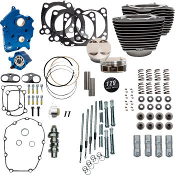 S&S CYCLE 129" Power Package Engine Performance Kit - Chain Drive - Oil Cooled - Highlighted Fins - M8 0904-0100 310-1223