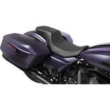 DRAG SPECIALTIES Performance Predator 2-Up Seat - Extended Reach - Vinyl - Silver Double Diamond Stitch 0801-1942