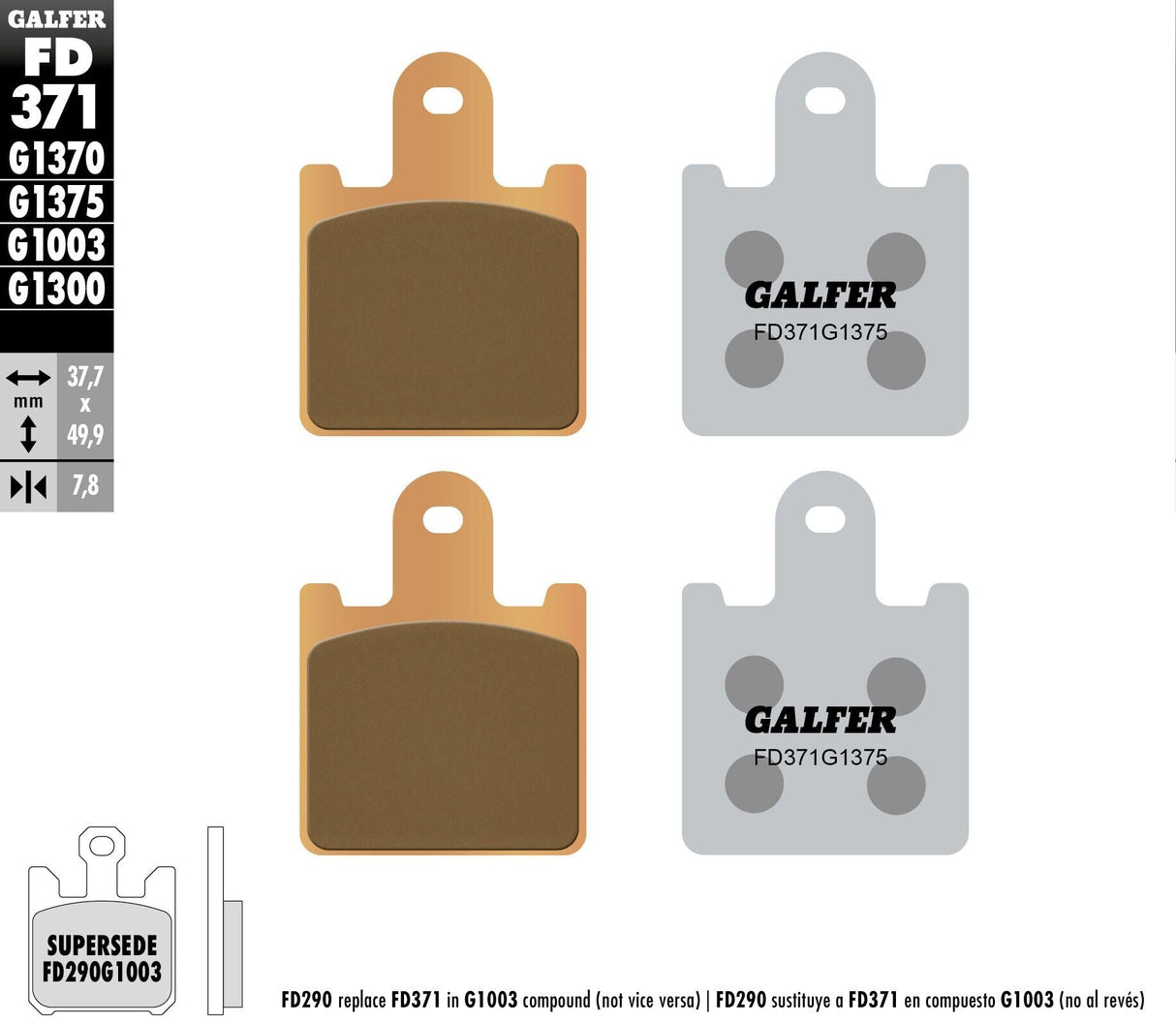 GALFER Brake Pads Sintered Ceramic Fd371g1375 FD371G1375