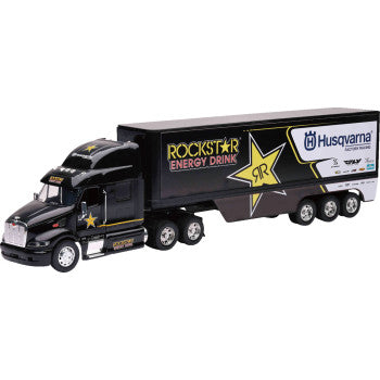 New Ray Toys Peterbilt Rockstar Husqvarna Factory Race Team Truck - 1:32 Scale - Black/Yellow 10963