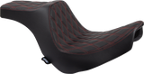 DRAG SPECIALTIES Predator III Seat - Double Diamond - Black w/ Red Stitching - FL/FX '18-'22 0802-1492