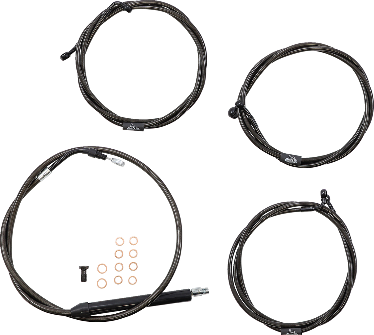 LA CHOPPERS Handlebar Cable/Brake Line Kit - 15" - 17" Ape Hanger Handlebars - Midnight LA-8056KT-16M