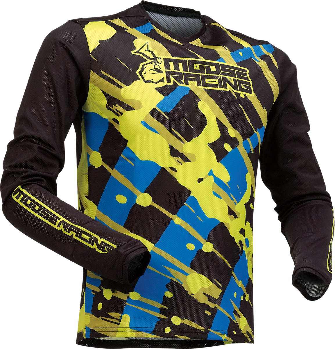 MOOSE RACING Youth Agroid Mesh Jersey - Black/Blue/Hi-Vis - XS 2912-2164