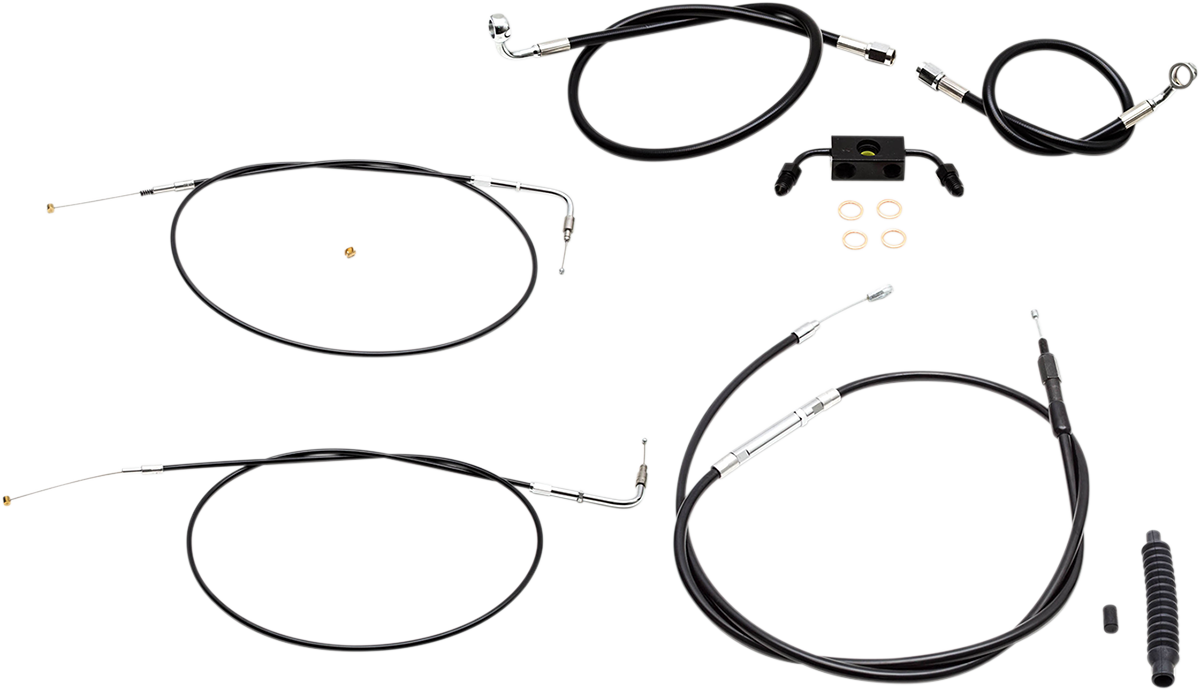 LA CHOPPERS Handlebar Cable/Brake Line Kit - 12" - 14" Ape Hanger Handlebars - Black Vinyl LA-8321KT-13B