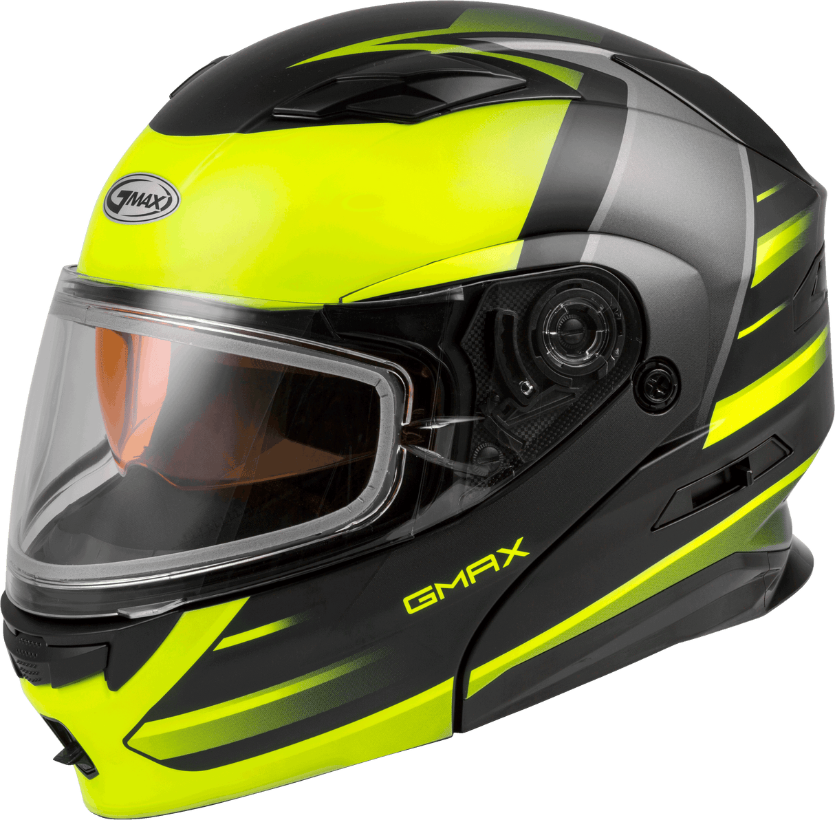 GMAX Md-01s Modular Snow Helmet Descendant Matte Blk/Hi-Vis 3x M2013749-ECE