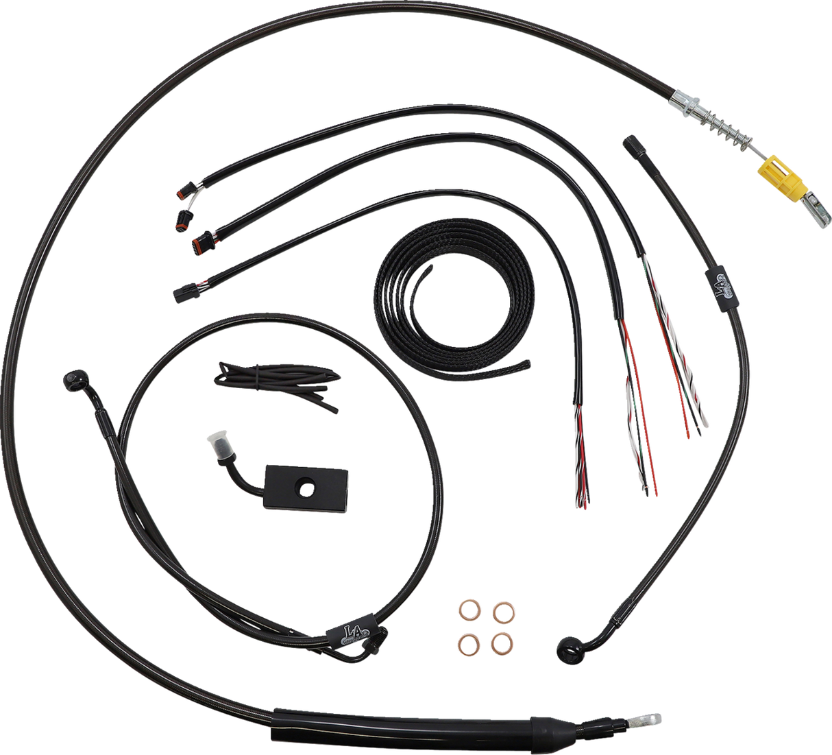 LA CHOPPERS Cable Kit- Quick Connect - 18" - 20" Ape Hanger Handlebars - Midnight LA-8155KT2-19M