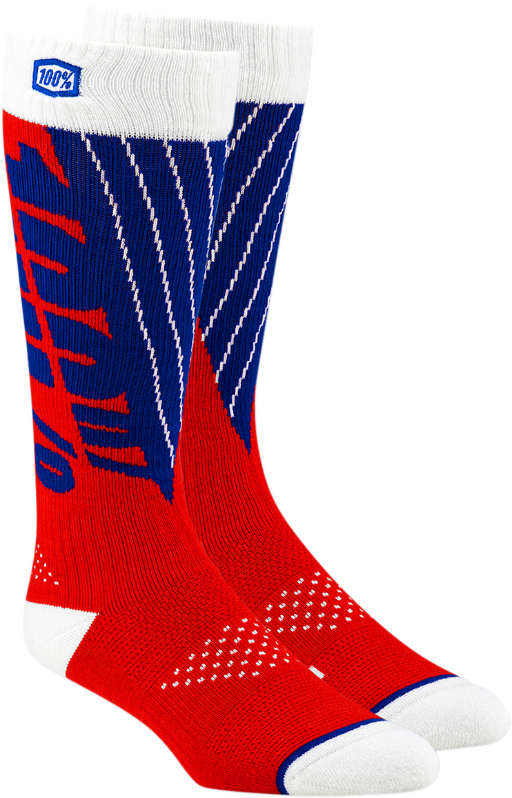 100% Torque Comfort Moto Socks - Red/Blue - Small/Medium 24007-350-17