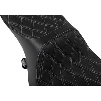 DRAG SPECIALTIES Predator 2-Up Seat - Vinyl - Double Diamond Silver Stitch - w/o Backrest - FLTR/FLHX '23-'24 0801-1949