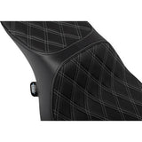 DRAG SPECIALTIES Predator 2-Up Seat - Vinyl - Double Diamond Silver Stitch - w/o Backrest - FLTR/FLHX '23-'24 0801-1949