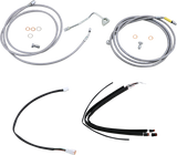 BURLY BRAND Handlebar Cable/Brake Line Kit - Complete - 15" Ape Hanger Handlebars - Stainless Steel B30-1233