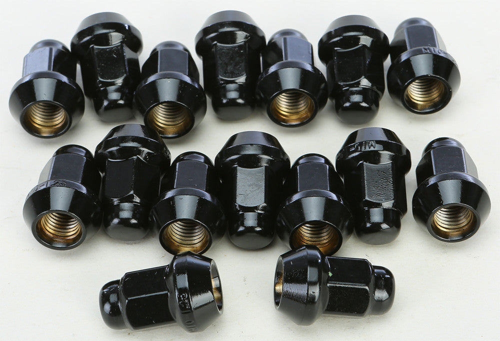 AWC 10mmx1.25 Tapered Lug Nuts Black 60' 14mm Head 16/Pk ALUGB-14BX