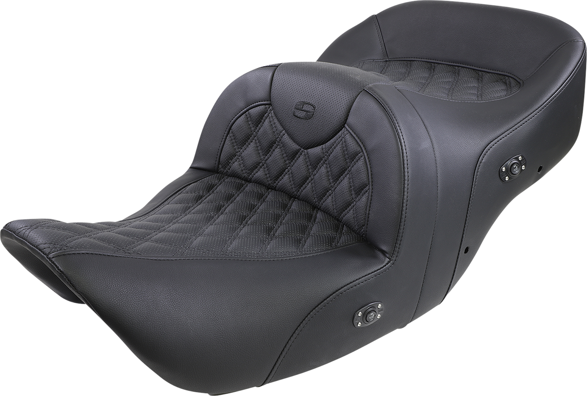 SADDLEMEN Roadsofa Seat - Without Backrest - Full Lattice Stitch - Black - Heated - GL H01-07-182HCT