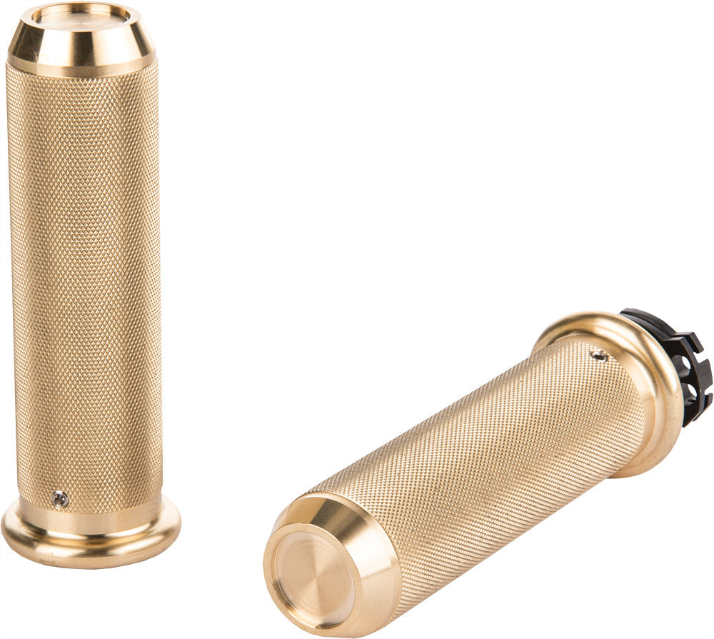 HARDDRIVE Knurled Grips Cable Throttle Brass 1 In R-GR100-K5