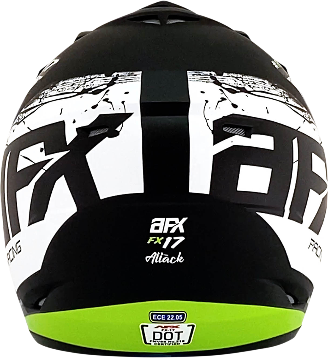 AFX FX-17 Helmet - Attack - Matte Black/Green - Medium 0110-7180