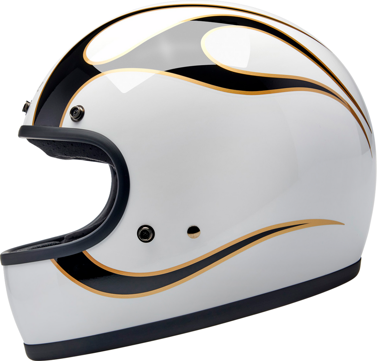 BILTWELL Gringo Helmet - Flames - White/Black - XS 1002-561-501