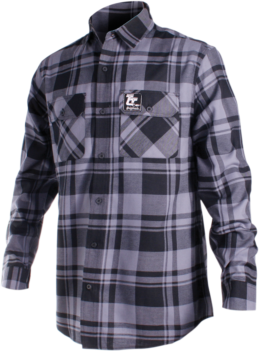 THROTTLE THREADS Long-Sleeve Flannel Shirt - Gray/Black - 4XL TT636S68GY4R