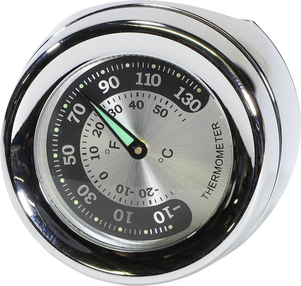 DRAG SPECIALTIES Handlebar Mount Thermometer - Chrome - For 1.25" Bar BLACK/SILVER FACE O91-6822TN