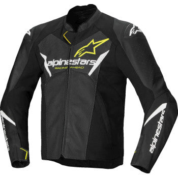 ALPINESTARS Faster v3 Airflow Leather Jacket - Black/White/Yellow Fluo - US 44 / EU 54 3103625-125-54