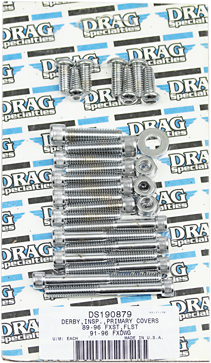 DRAG SPECIALTIES Softail Knurled Primary Bolt Set MK266