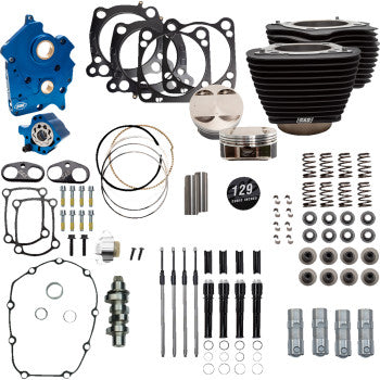S&S CYCLE 129" Power Package Engine Performance Kit - Chain Drive - Oil Cooled - Non-Highlighted Fins - M8 310-1226