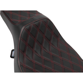 DRAG SPECIALTIES Extended Reach Predator III Set - Vinyl - Red Double Diamond Stitch - FLT/FLH 2023-2024  SEATS 0801-2061
