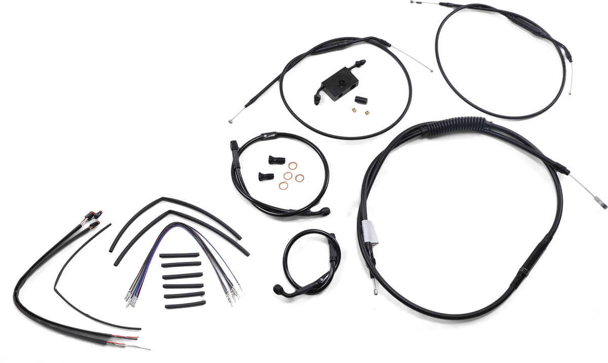 BURLY BRAND Handlebar Cable and Brake Line Kit - Extended - Sportsters - 12" T-Bar Handlebars - ABS B30-1266