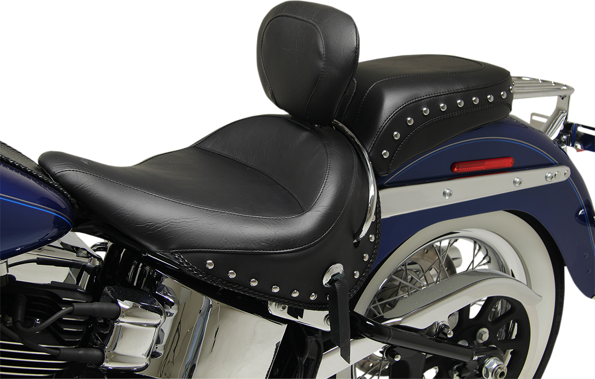 MUSTANG Wide Solo Seat - With Backrest - Black - Studded W/Concho 79913