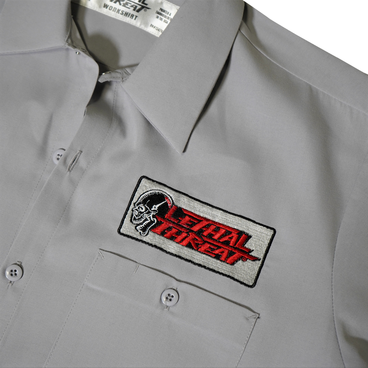 LETHAL THREAT Flying Tiger Pinup Shop Shirt - Gray - XL DG60158XL