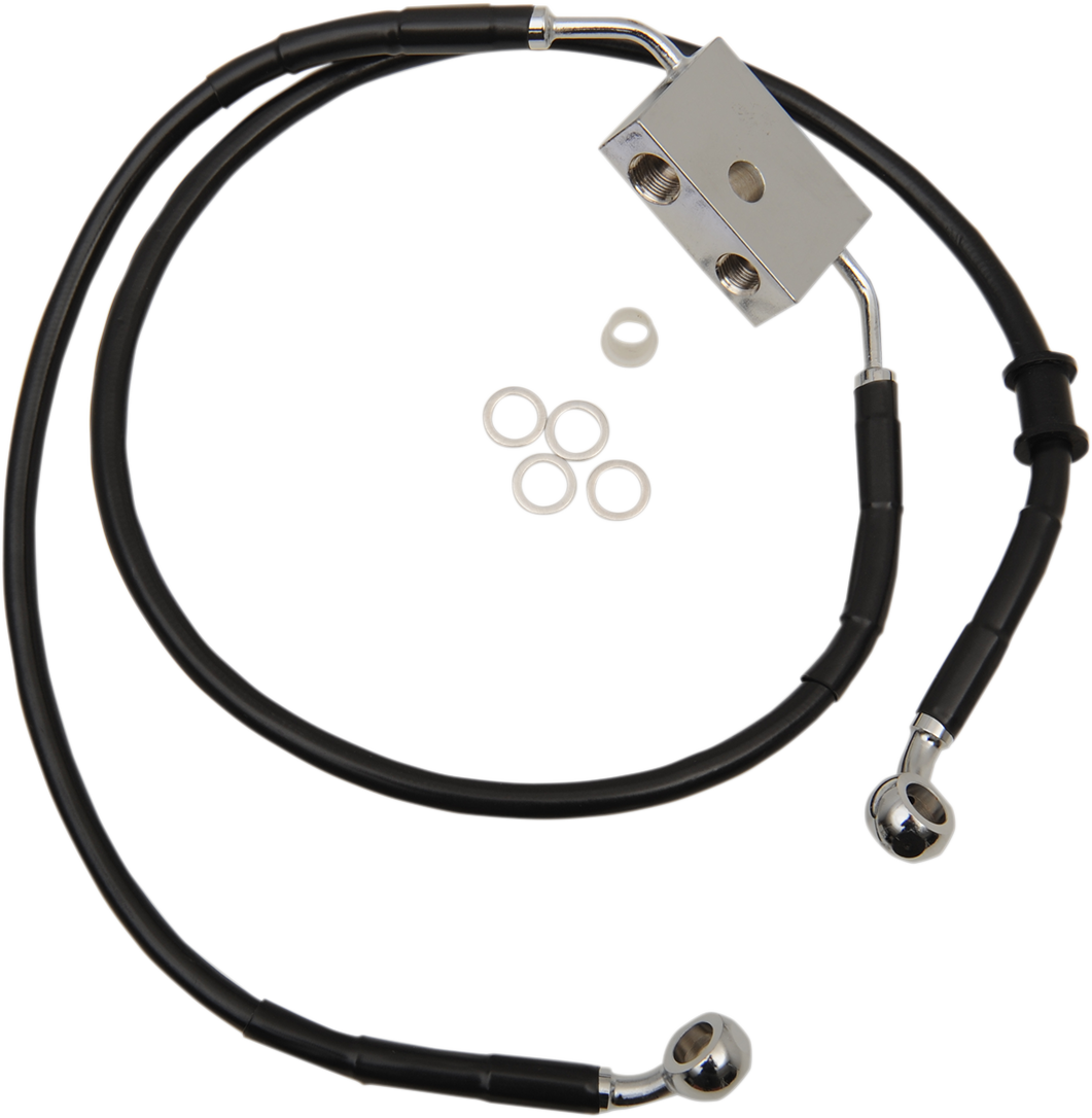 DRAG SPECIALTIES Brake Line - Front - +4" - Black - XL 614750-4BLK